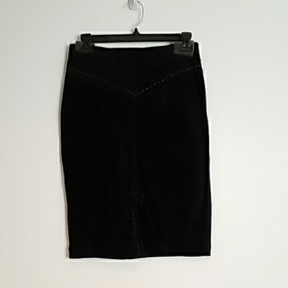 Chic Black Suede Front Pencil Skirt for Women
